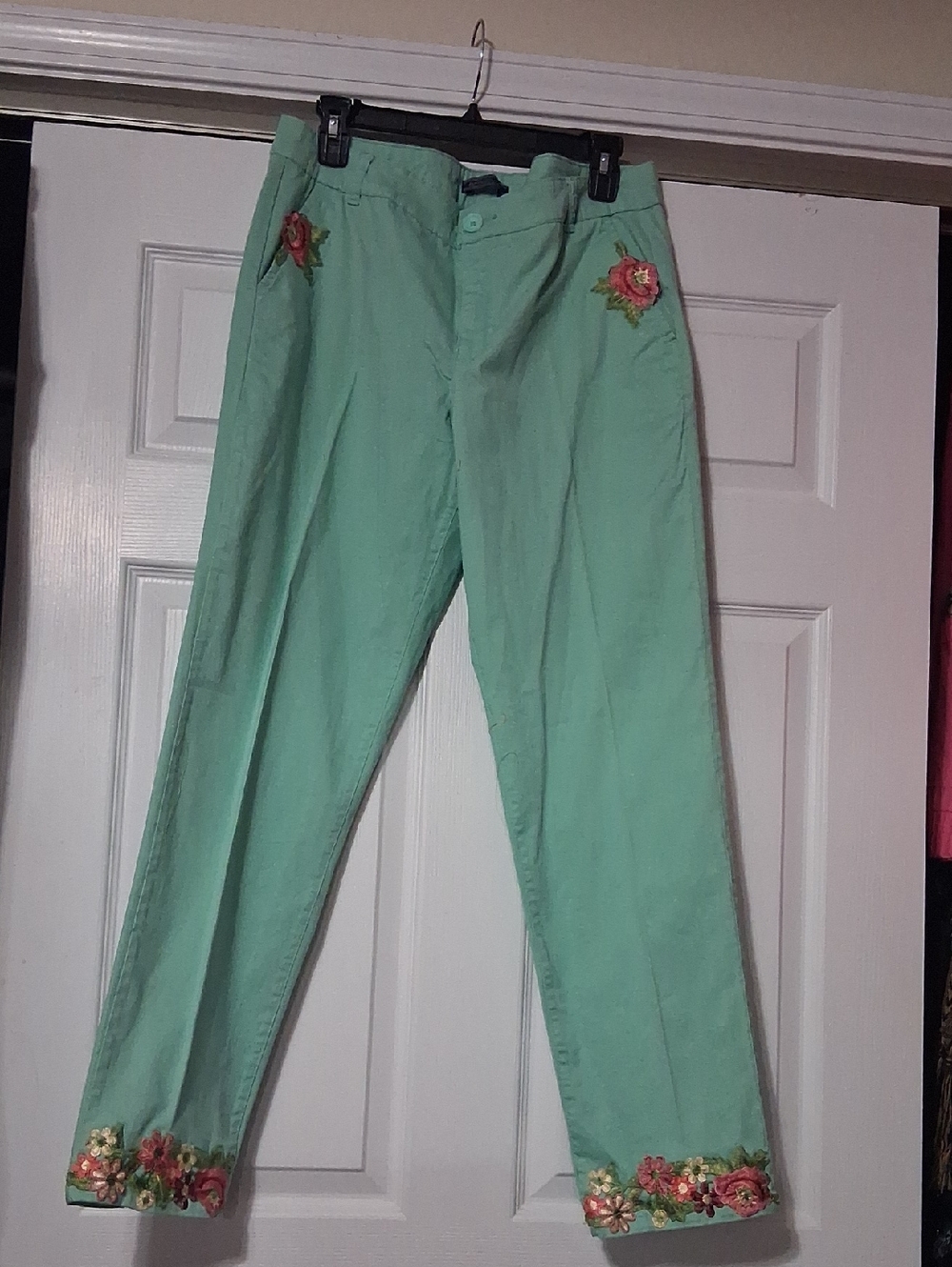 Bandolino Mint Green Casual Pants Refreshed with Branded Button Sz 12 $28